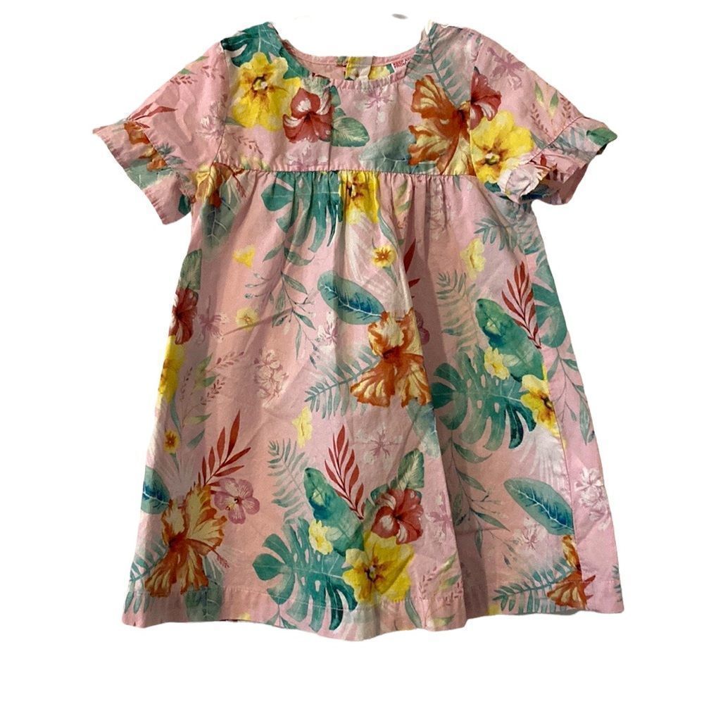 Zara Baby Girl 2T Cotton Hawaiian Floral Pink Dress - Picture 1 of 7